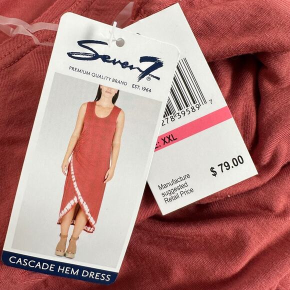 NWT Seven7 Womens Coral and White Sleeveless Maxi Shift Knit Dress- Size XXL - Picture 8 of 12